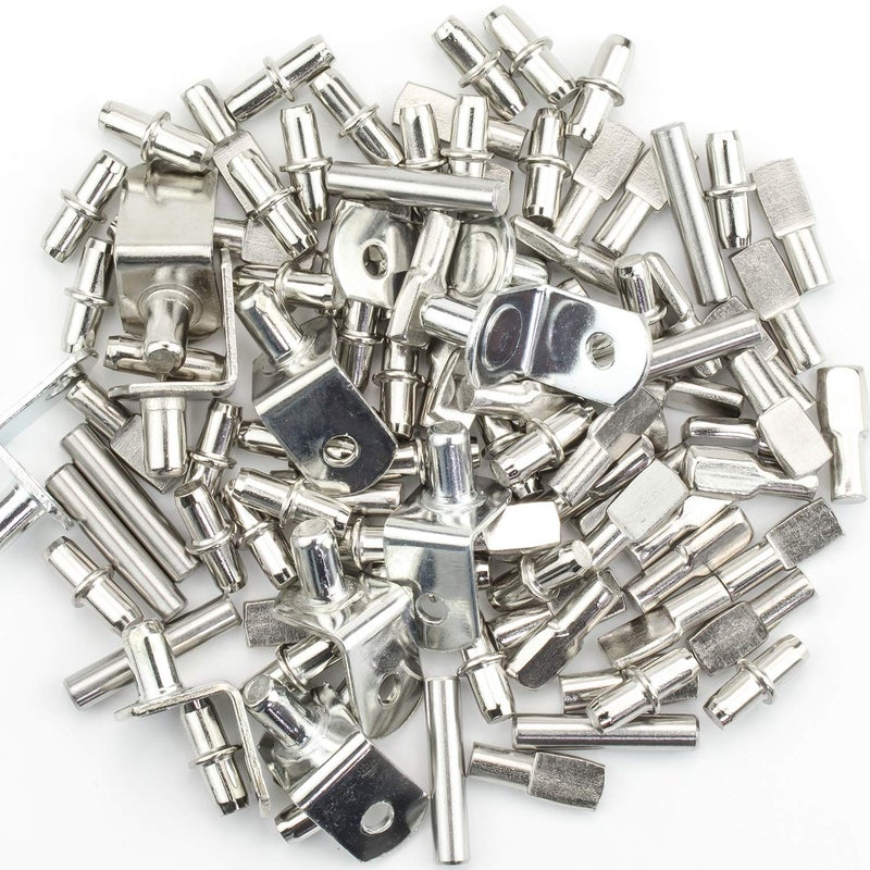 Sutemribor 85PCS Nickel Plated Shelf Bracket Pegs Cabinet Furniture Shelf Pins Support, 5 Styles - Image 4